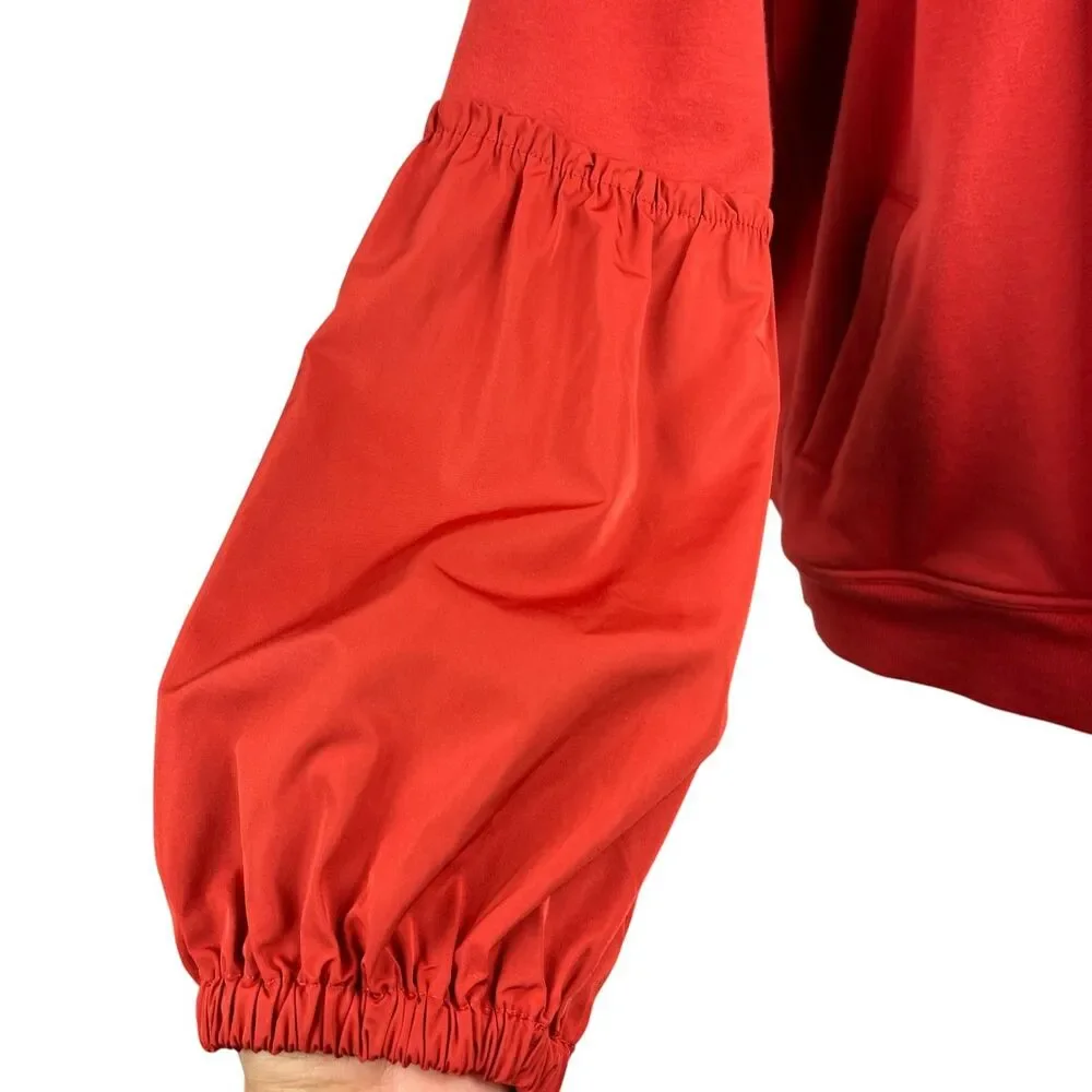 Athleta Women's On My Way‎ Triumph Hoodie Large Red Rust Zip‑Up Balloon Sleeve - Picture 7 of 13
